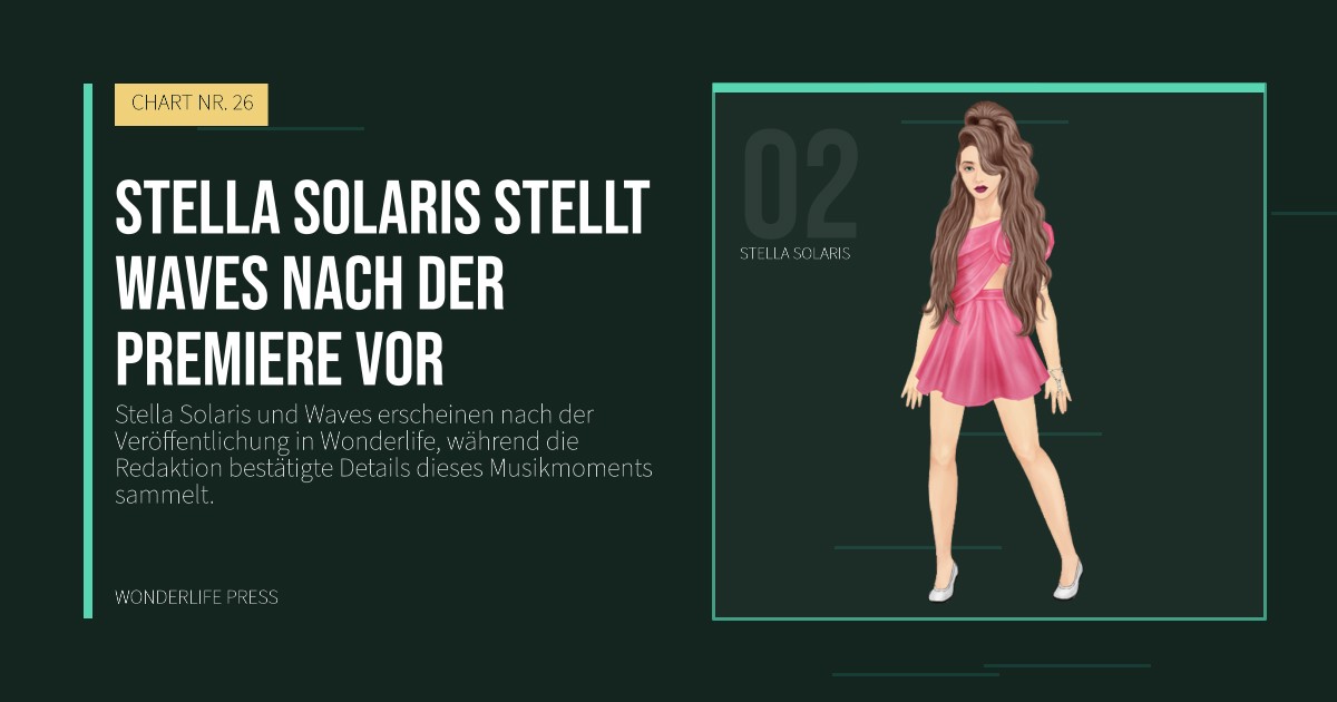 Wonderlife Press: Stella Solaris stellt Waves nach der Premiere vor. Künstlerporträt. CHART NR. 26.