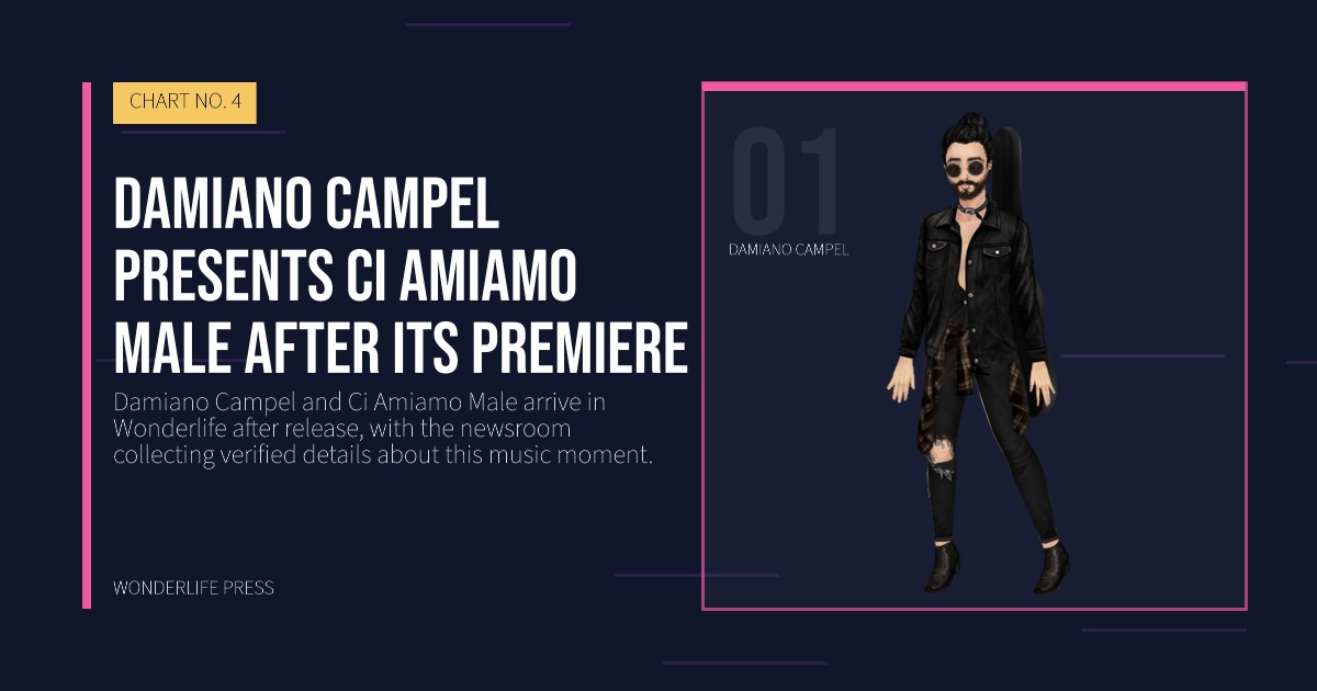 Wonderlife Press: Damiano Campel presents Ci Amiamo Male after its premiere. artist portrait. CHART NO. 4.