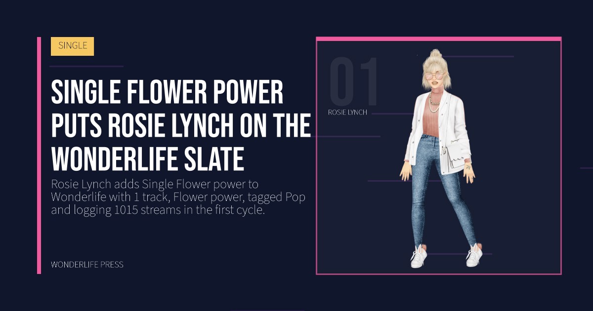 Wonderlife Press: Single Flower power puts Rosie Lynch on the Wonderlife slate. artist portrait. SINGLE.
