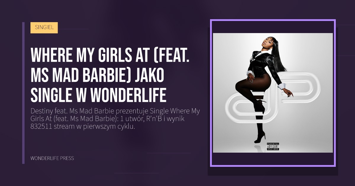 Wonderlife Press: Where My Girls At (feat. Ms Mad Barbie) jako Single w Wonderlife. okładka wydawnictwa. SINGIEL.
