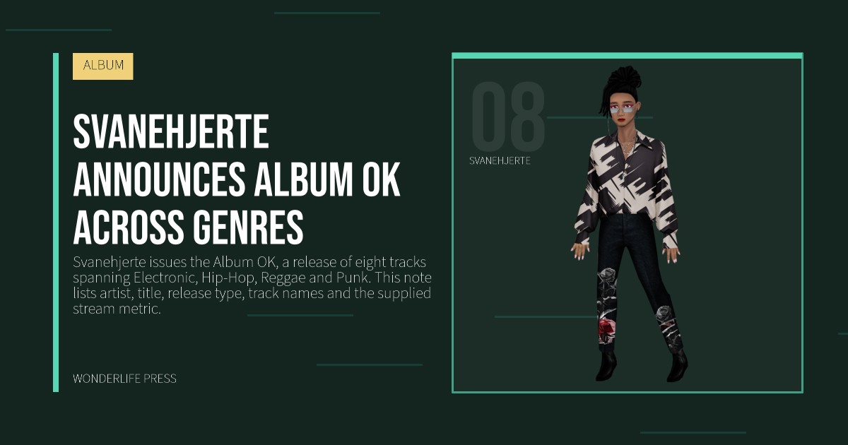 Wonderlife Press: Svanehjerte announces album OK across genres. artist portrait. ALBUM.