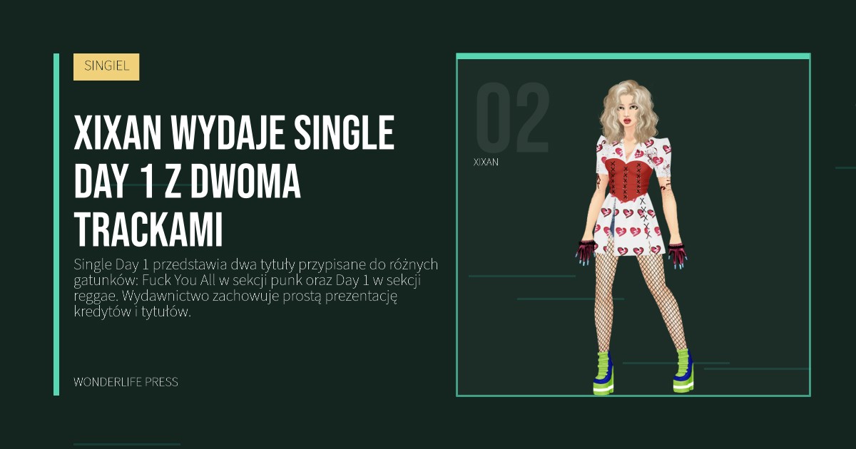 Wonderlife Press: Xixan wydaje Single Day 1 z dwoma trackami. portret artystów. SINGIEL.