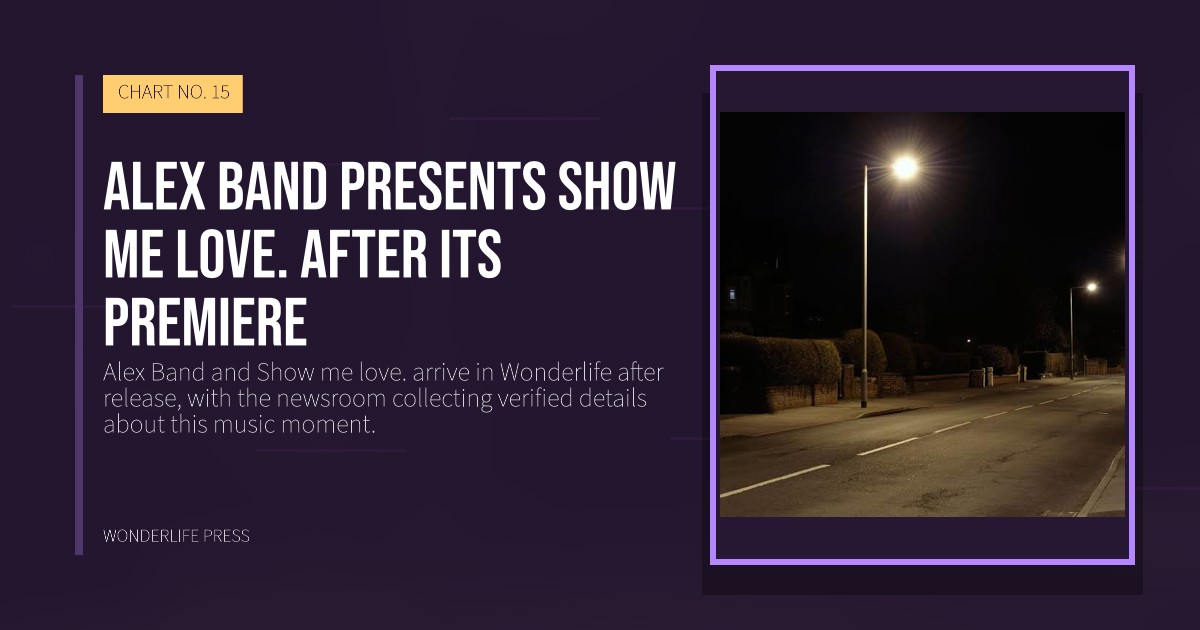 Wonderlife Press: Alex Band presents Show me love. after its premiere. release artwork. CHART NO. 15.