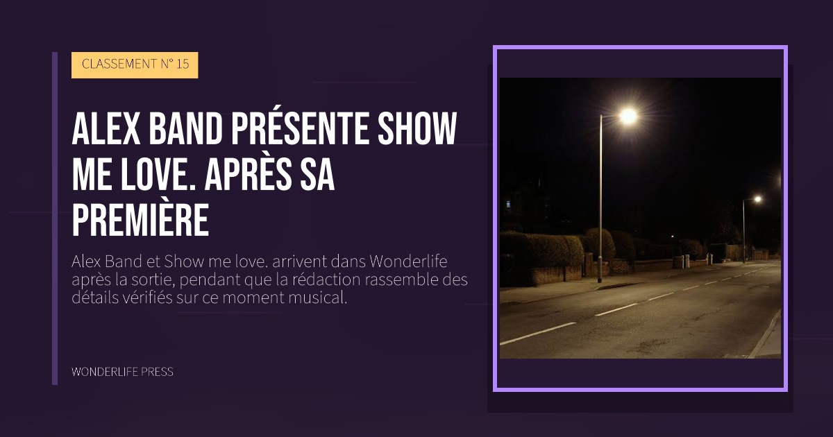 Wonderlife Press: Alex Band présente Show me love. après sa première. pochette de la sortie. CLASSEMENT N° 15.