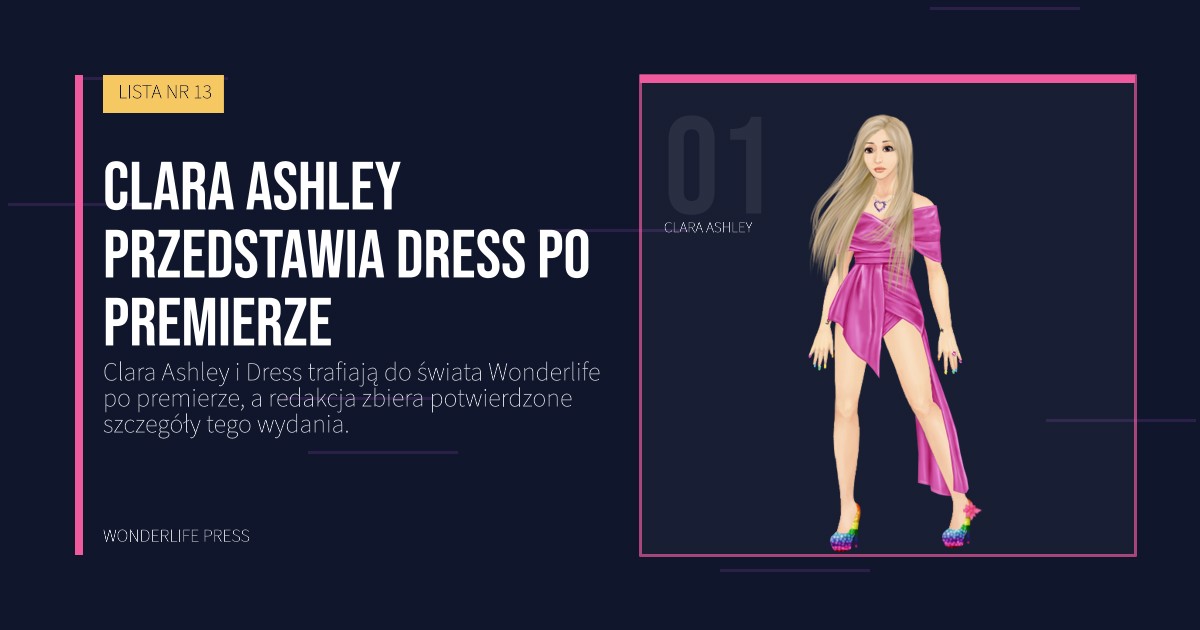 Wonderlife Press: Clara Ashley przedstawia Dress po premierze. portret artystów. LISTA NR 13.
