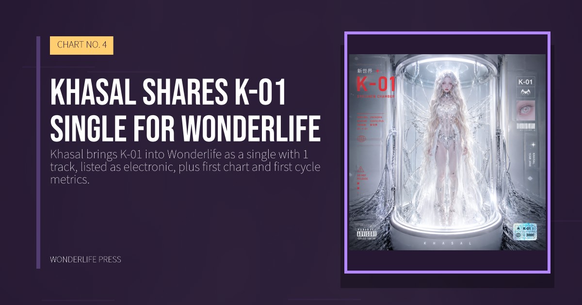 Wonderlife Press: Khasal shares K-01 single for Wonderlife. release artwork. CHART NO. 4.