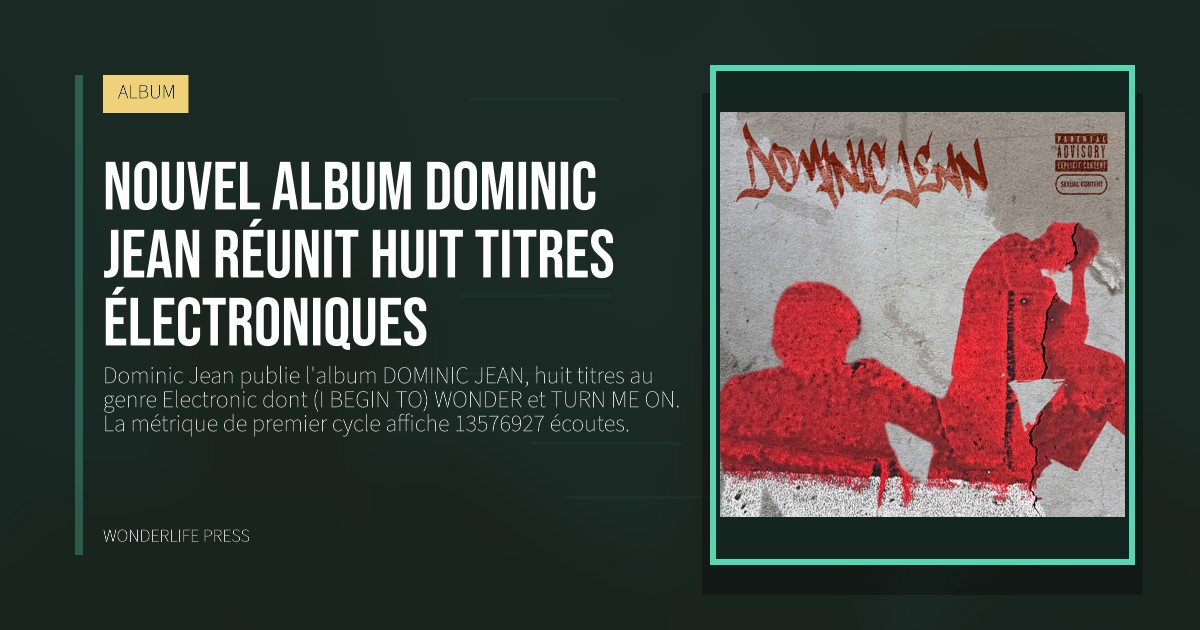 Wonderlife Press: Nouvel album Dominic Jean réunit huit titres électroniques. pochette de la sortie. ALBUM.