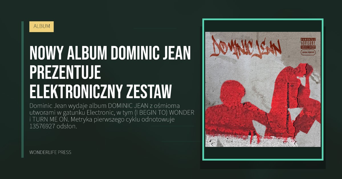 Wonderlife Press: Nowy album Dominic Jean prezentuje elektroniczny zestaw. okładka wydawnictwa. ALBUM.