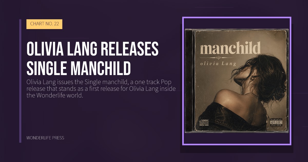 Wonderlife Press: Olivia Lang releases single manchild. release artwork. CHART NO. 22.
