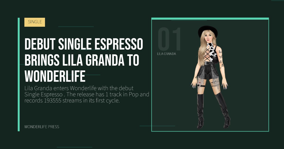 Wonderlife Press: Debut Single Espresso  brings Lila Granda to Wonderlife. artist portrait. SINGLE.
