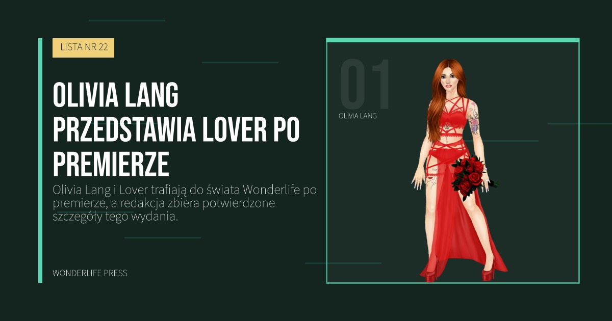 Wonderlife Press: Olivia Lang przedstawia Lover po premierze. portret artystów. LISTA NR 22.