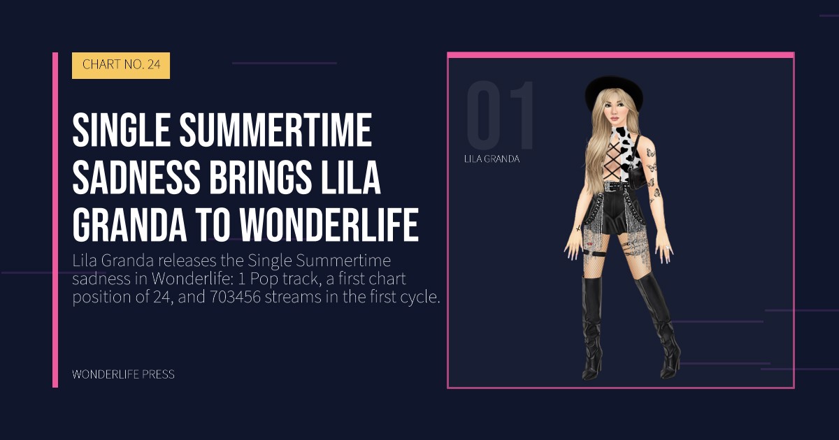 Wonderlife Press: Single Summertime sadness brings Lila Granda to Wonderlife. artist portrait. CHART NO. 24.