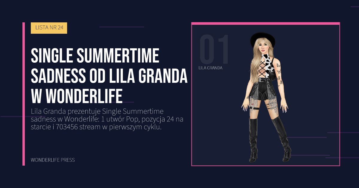 Wonderlife Press: Single Summertime sadness od Lila Granda w Wonderlife. portret artystów. LISTA NR 24.