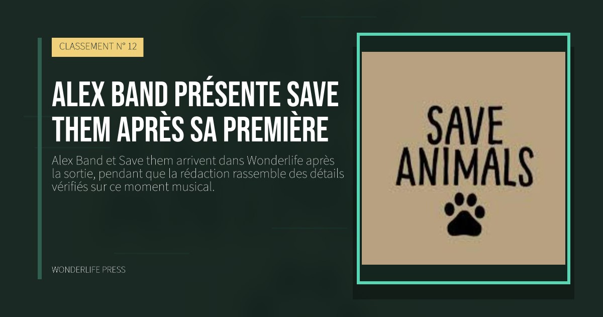 Wonderlife Press: Alex Band présente Save them après sa première. pochette de la sortie. CLASSEMENT N° 12.