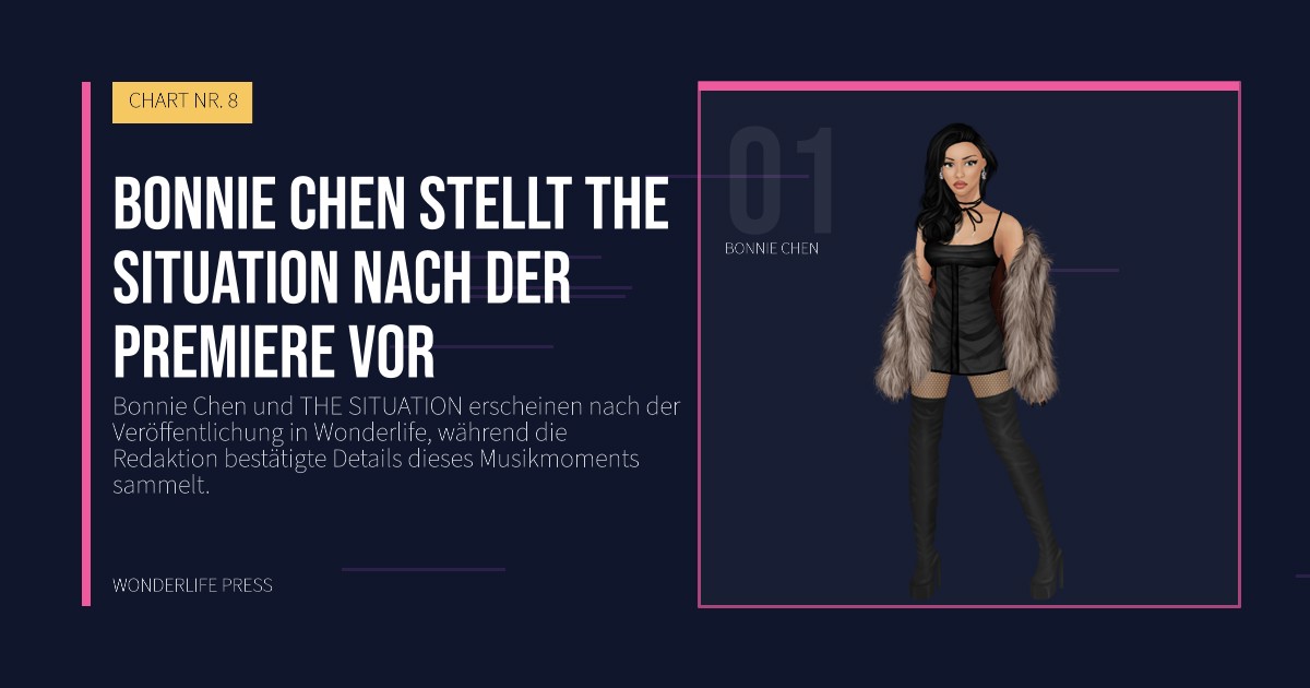Wonderlife Press: Bonnie Chen stellt THE SITUATION nach der Premiere vor. Künstlerporträt. CHART NR. 8.