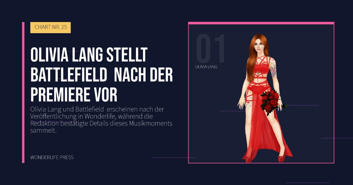 Wonderlife Press: Olivia Lang stellt Battlefield  nach der Premiere vor. Künstlerporträt. CHART NR. 25.