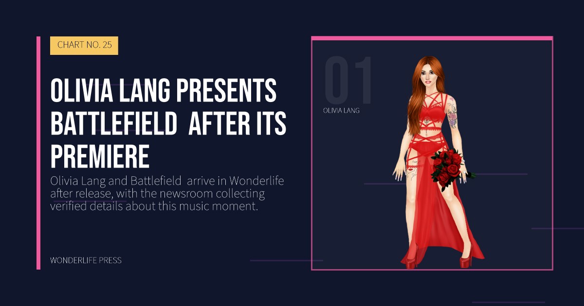 Wonderlife Press: Olivia Lang presents Battlefield after its premiere. artist portrait. CHART NO. 25.