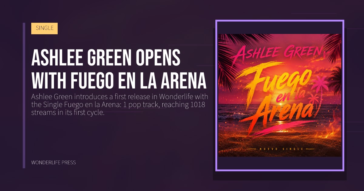 Wonderlife Press: Ashlee Green opens with Fuego en la Arena. release artwork. SINGLE.