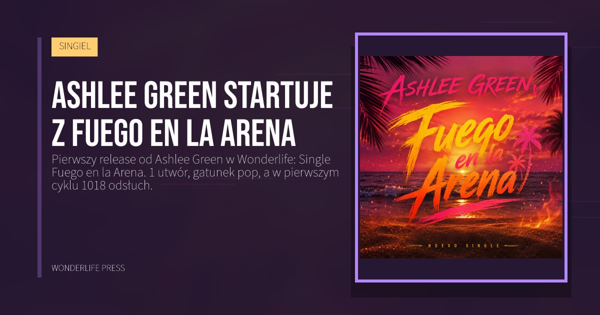 Wonderlife Press: Ashlee Green startuje z Fuego en la Arena. okładka wydawnictwa. SINGIEL.