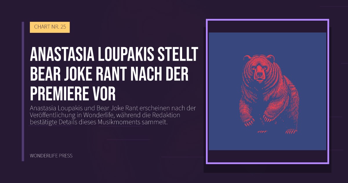 Wonderlife Press: Anastasia Loupakis stellt Bear Joke Rant nach der Premiere vor. Veröffentlichungscover. CHART NR. 25.
