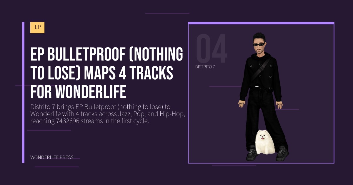 Wonderlife Press: EP Bulletproof (nothing to lose) maps 4 tracks for Wonderlife. artist portrait. EP.