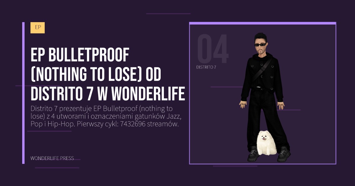 Wonderlife Press: EP Bulletproof (nothing to lose) od Distrito 7 w Wonderlife. portret artystów. EP.