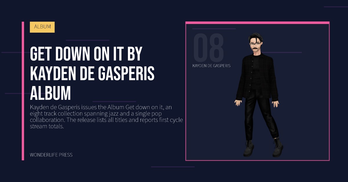 Wonderlife Press: Get down on it by Kayden de Gasperis album. artist portrait. ALBUM.