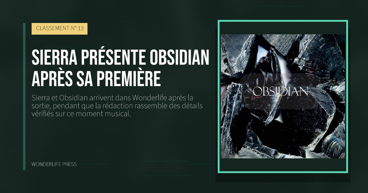 Wonderlife Press: Sierra présente Obsidian après sa première. pochette de la sortie. CLASSEMENT N° 13.