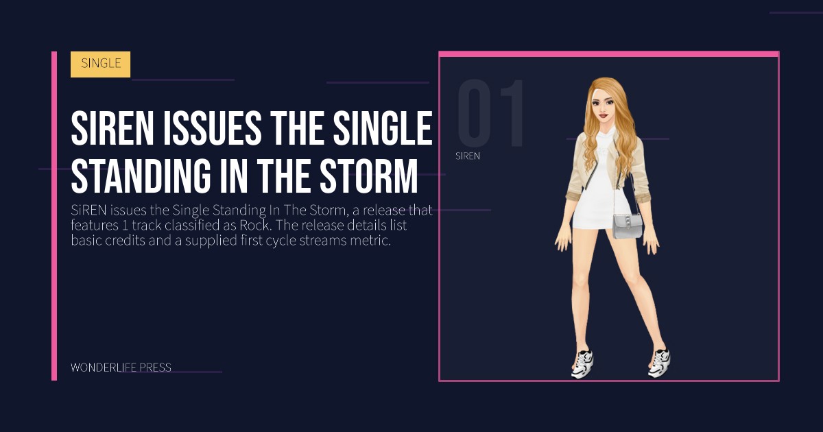 Wonderlife Press: SiREN issues the Single Standing In The Storm. artist portrait. SINGLE.