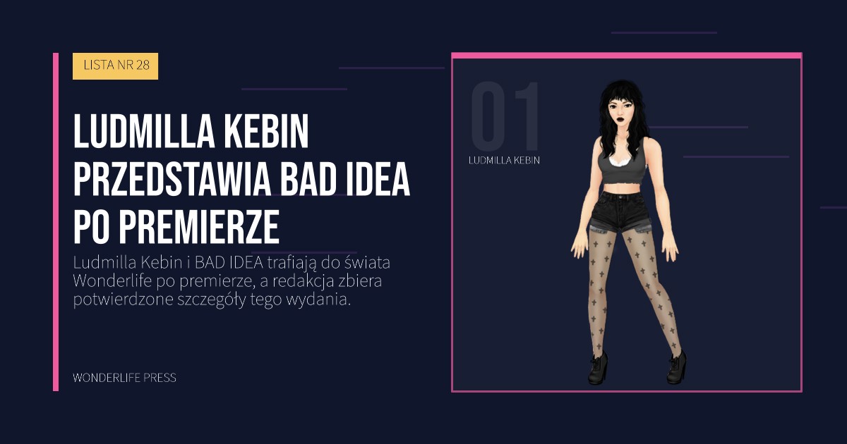 Wonderlife Press: Ludmilla Kebin przedstawia BAD IDEA po premierze. portret artystów. LISTA NR 28.
