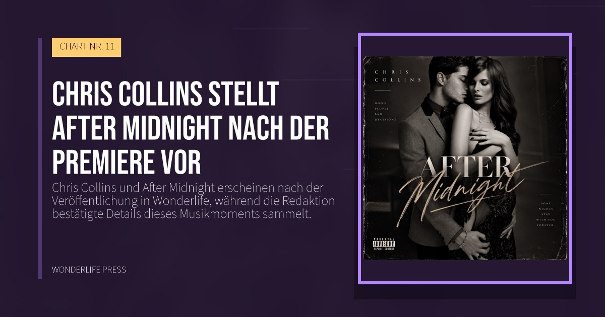 Wonderlife Press: Chris Collins stellt After Midnight nach der Premiere vor. Veröffentlichungscover. CHART NR. 11.
