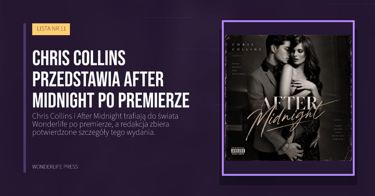 Wonderlife Press: Chris Collins przedstawia After Midnight po premierze. okładka wydawnictwa. LISTA NR 11.