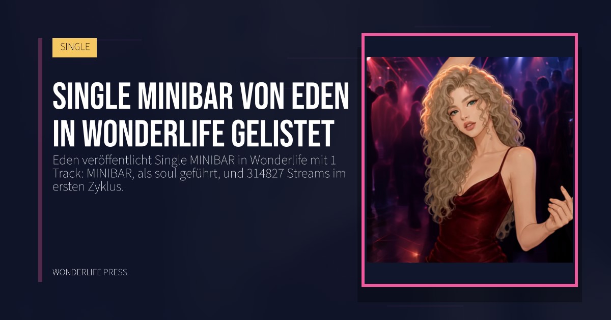 Wonderlife Press: Single MINIBAR von Eden in Wonderlife gelistet. Veröffentlichungscover. SINGLE.