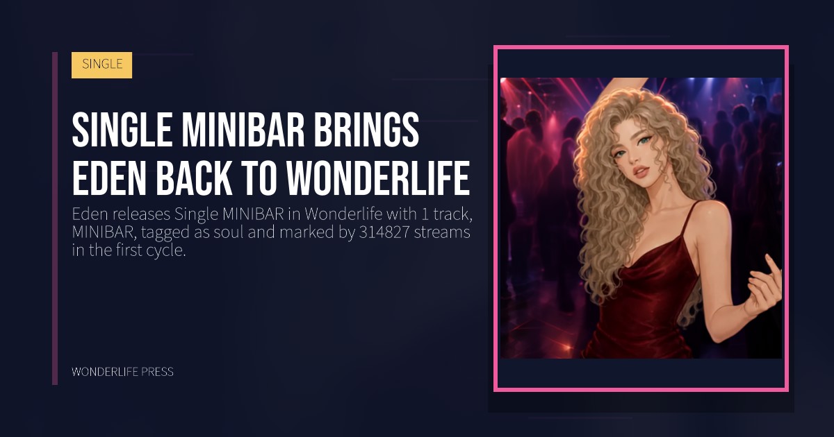 Wonderlife Press: Single MINIBAR brings Eden back to Wonderlife. release artwork. SINGLE.