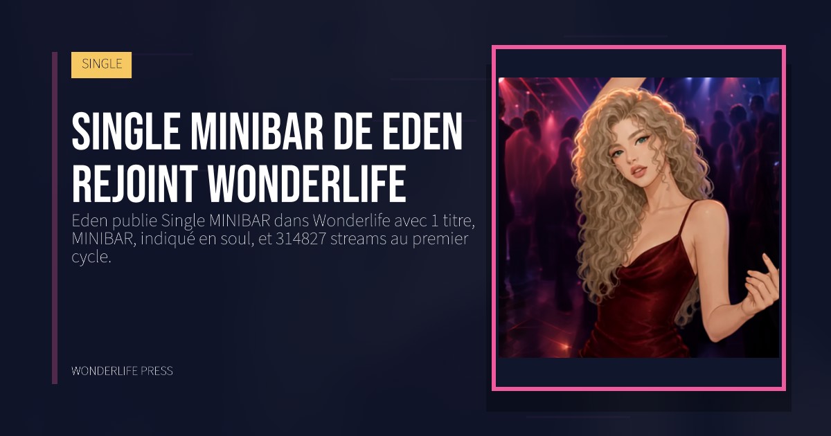 Wonderlife Press: Single MINIBAR de Eden rejoint Wonderlife. pochette de la sortie. SINGLE.