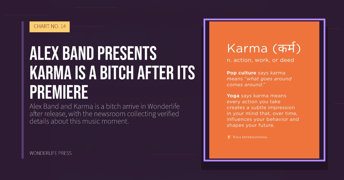 Wonderlife Press: Alex Band presents Karma is a bitch after its premiere. release artwork. CHART NO. 14.