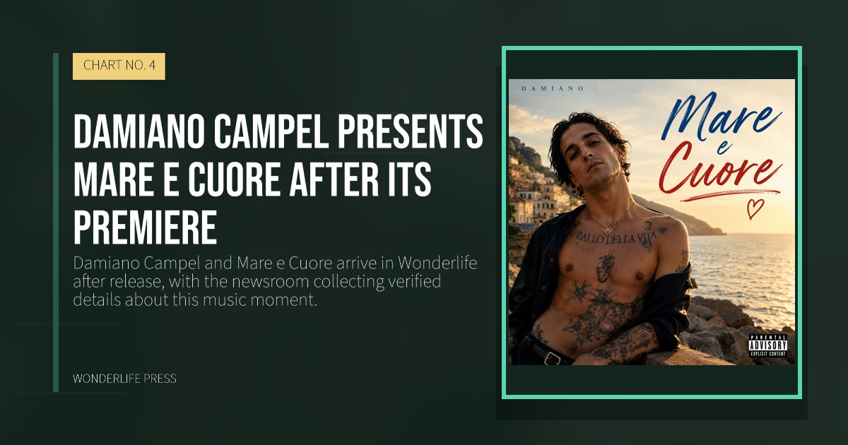 Wonderlife Press: Damiano Campel presents Mare e Cuore after its premiere. release artwork. CHART NO. 4.