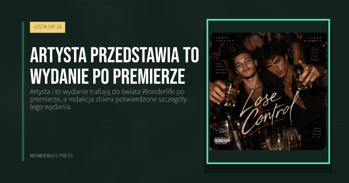 Wonderlife Press: Artysta przedstawia to wydanie po premierze. okładka wydawnictwa. LISTA NR 16.