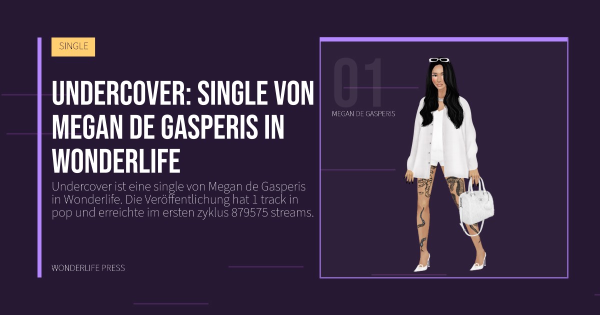 Wonderlife Press: Undercover: single von Megan de Gasperis in Wonderlife. Künstlerporträt. SINGLE.