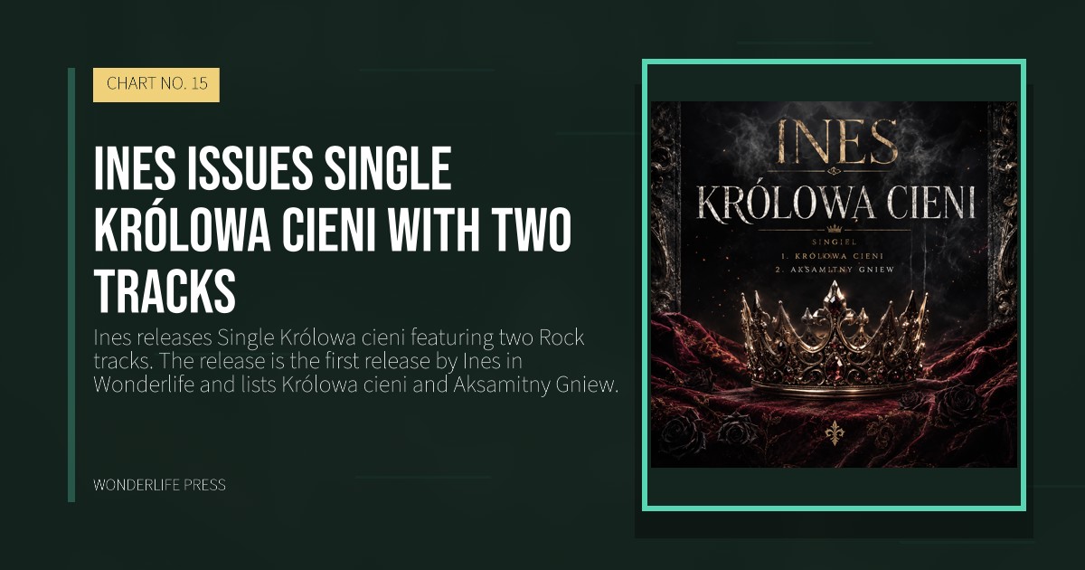Wonderlife Press: Ines issues Single Królowa cieni with two tracks. release artwork. CHART NO. 15.