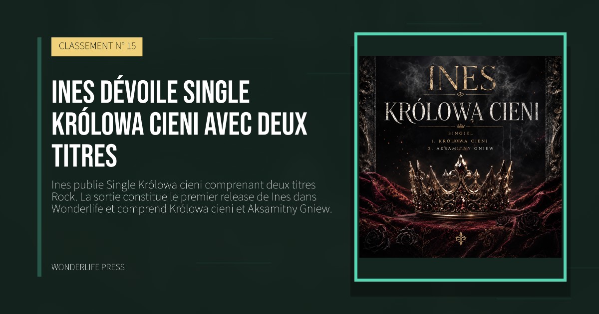 Wonderlife Press: Ines dévoile Single Królowa cieni avec deux titres. pochette de la sortie. CLASSEMENT N° 15.