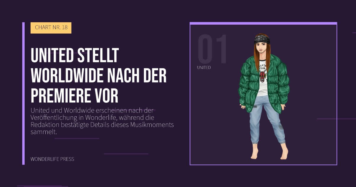 Wonderlife Press: United stellt Worldwide nach der Premiere vor. Künstlerporträt. CHART NR. 18.