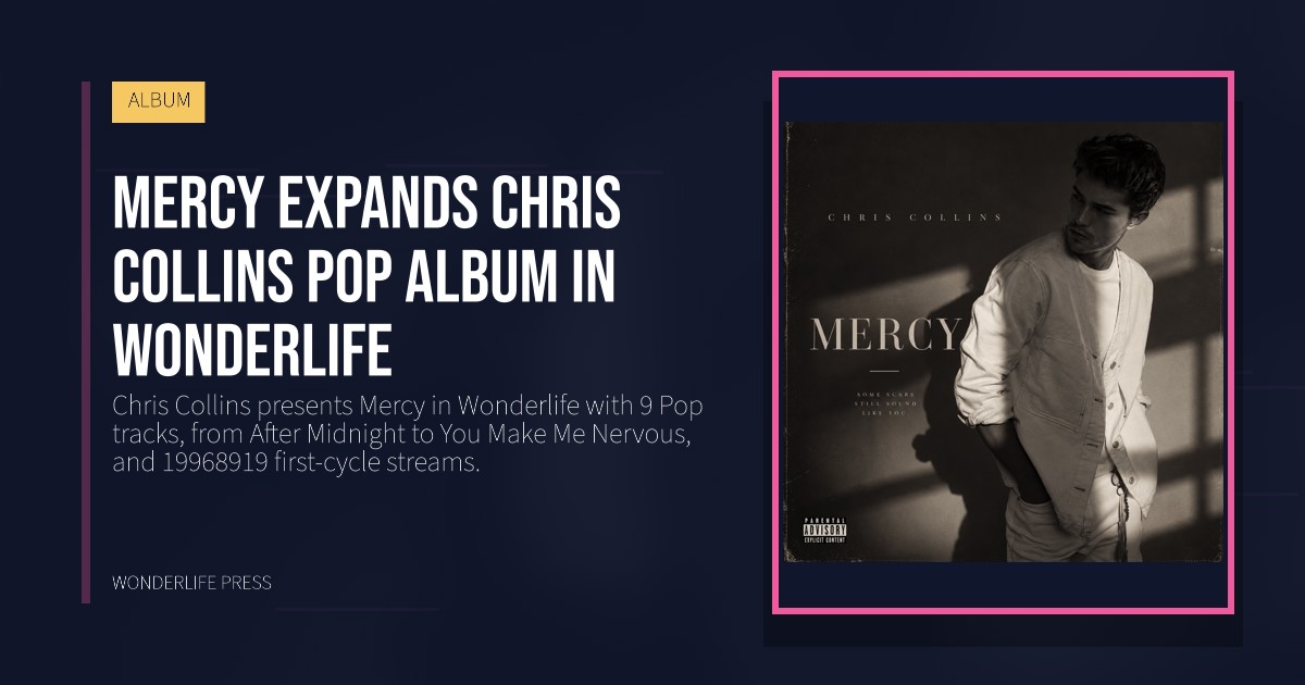 Wonderlife Press: Mercy expands Chris Collins pop album in Wonderlife. release artwork. ALBUM.