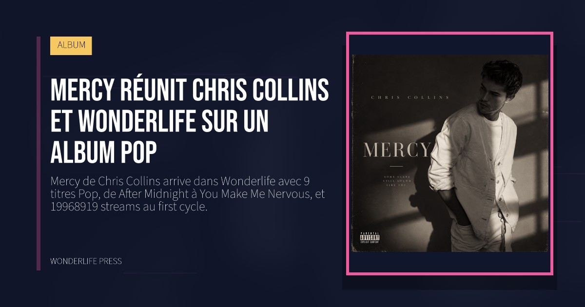Wonderlife Press: Mercy réunit Chris Collins et Wonderlife sur un album pop. pochette de la sortie. ALBUM.