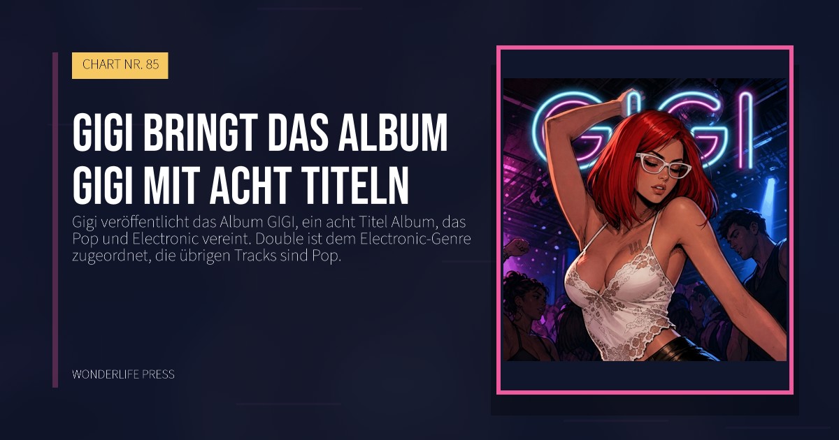 Wonderlife Press: Gigi bringt das Album GIGI mit acht Titeln. Veröffentlichungscover. CHART NR. 85.