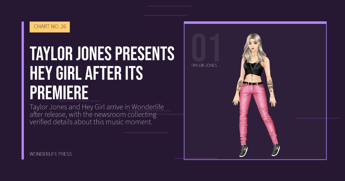 Wonderlife Press: Taylor Jones presents Hey Girl after its premiere. artist portrait. CHART NO. 26.