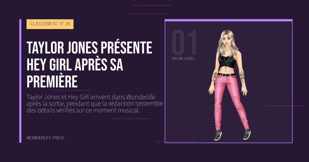 Wonderlife Press: Taylor Jones présente Hey Girl après sa première. portrait des artistes. CLASSEMENT N° 26.