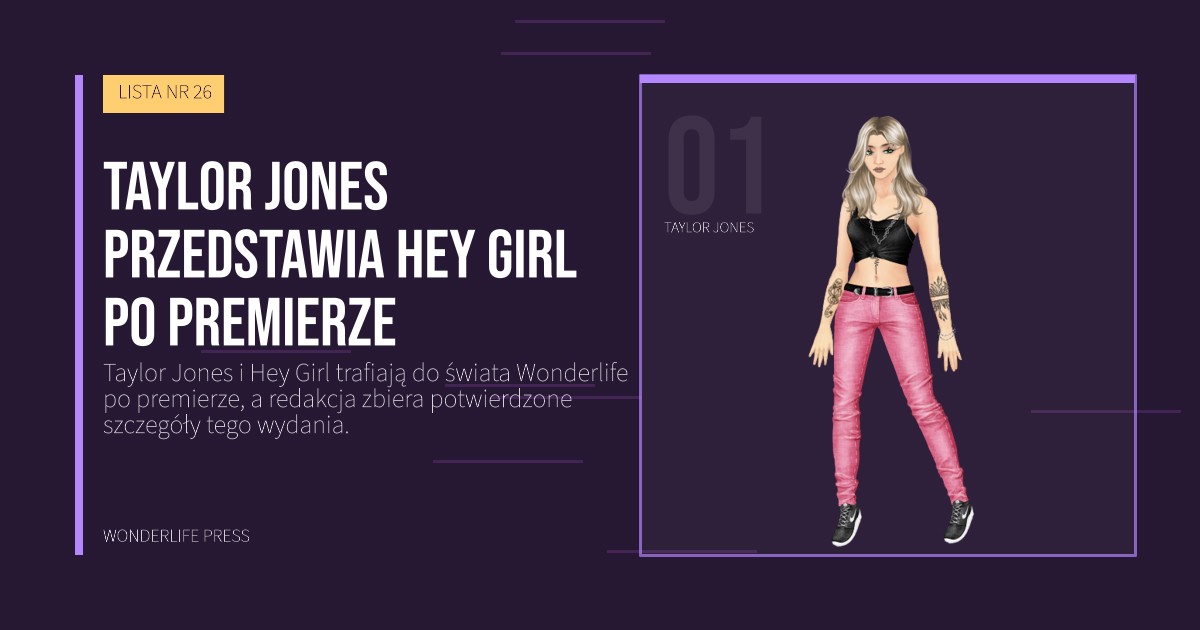 Wonderlife Press: Taylor Jones przedstawia Hey Girl po premierze. portret artystów. LISTA NR 26.