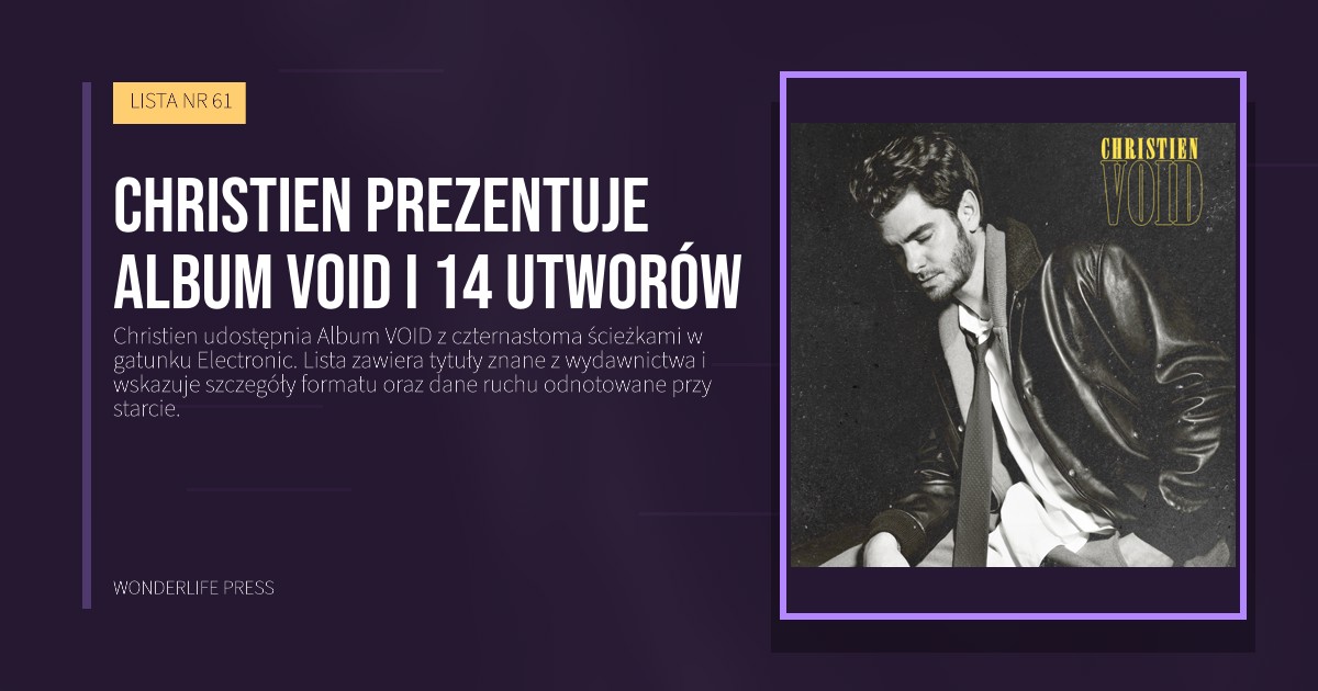 Wonderlife Press: Christien prezentuje Album VOID i 14 utworów. okładka wydawnictwa. LISTA NR 61.