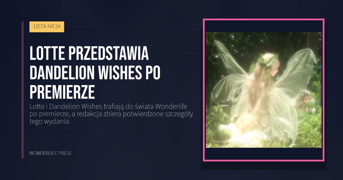 Wonderlife Press: Lotte przedstawia Dandelion Wishes po premierze. okładka wydawnictwa. LISTA NR 24.